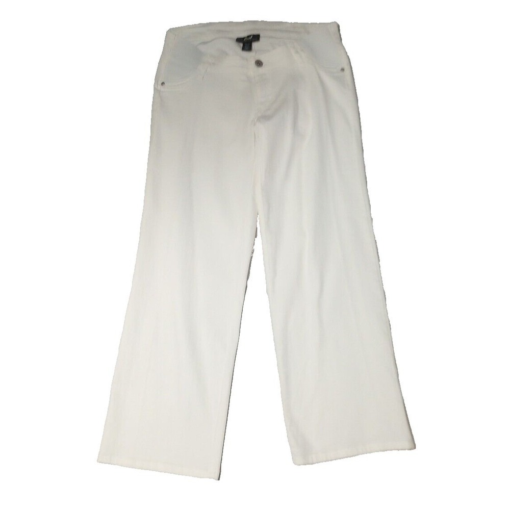Luxe Essentials Maternity Jeans Womens Size 25 Streach Crop Flare Boot Cut White